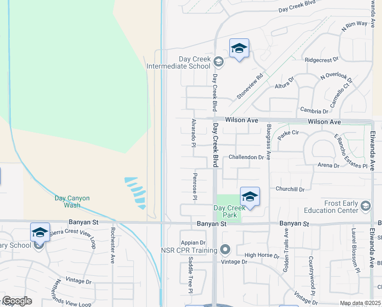 map of restaurants, bars, coffee shops, grocery stores, and more near 12204 Roseville Drive in Rancho Cucamonga