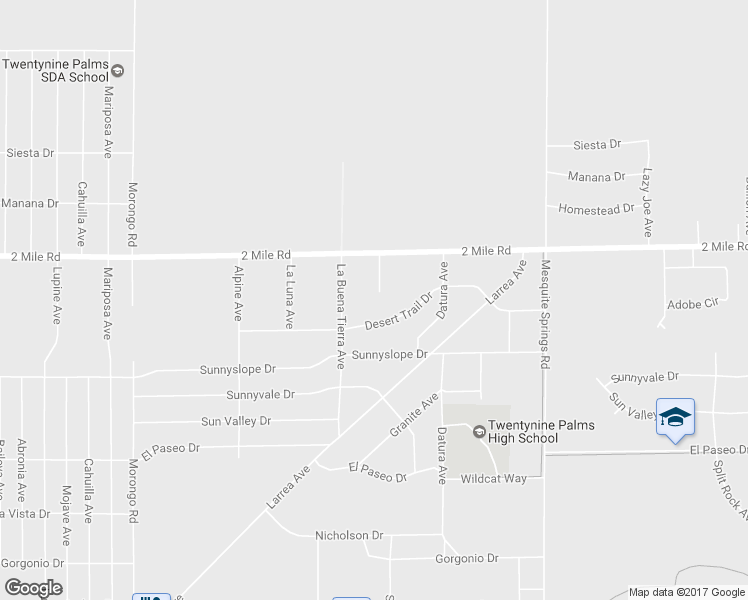 map of restaurants, bars, coffee shops, grocery stores, and more near 5790 Hall Lane in Twentynine Palms