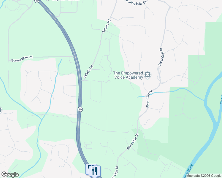 map of restaurants, bars, coffee shops, grocery stores, and more near 3550 Alexander Circle in Cumming