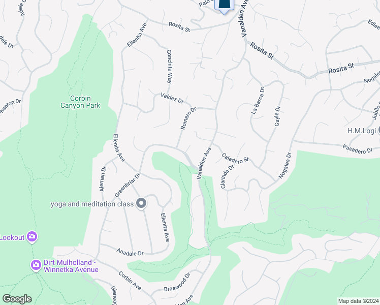 map of restaurants, bars, coffee shops, grocery stores, and more near 4310 Tamoshanter Lane in Los Angeles