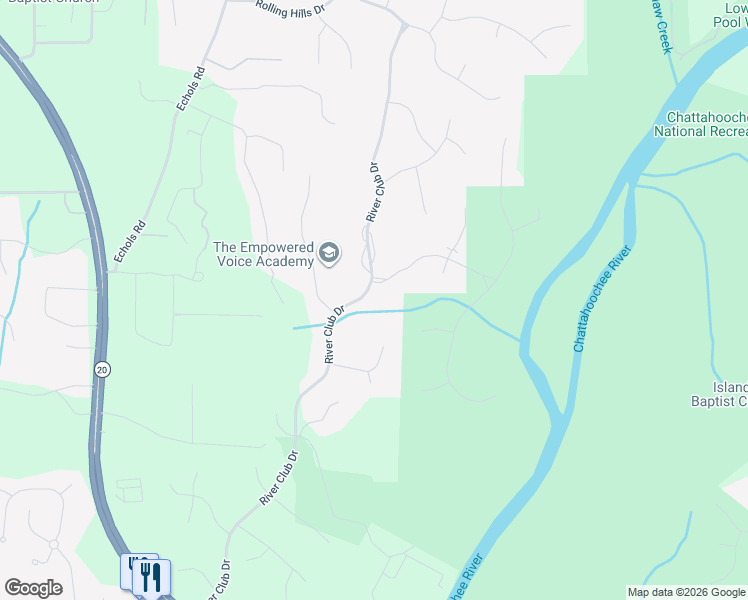 map of restaurants, bars, coffee shops, grocery stores, and more near 3855 High View Court in Cumming