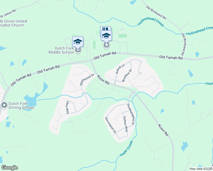 map of restaurants, bars, coffee shops, grocery stores, and more near 1305 Koon Road in Irmo