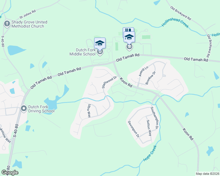 map of restaurants, bars, coffee shops, grocery stores, and more near 203 Staffwood Drive in Irmo