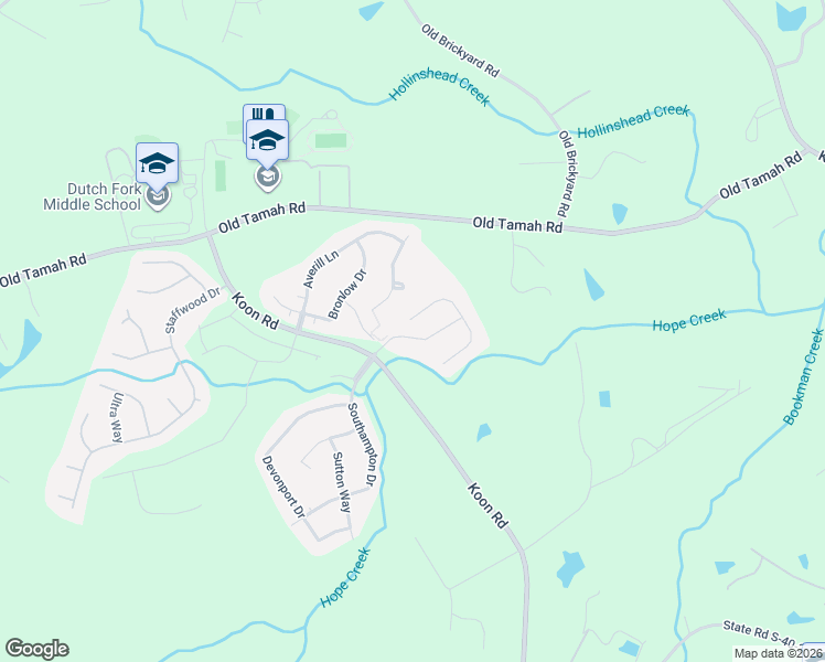 map of restaurants, bars, coffee shops, grocery stores, and more near 200 Hope Creek Drive in Irmo