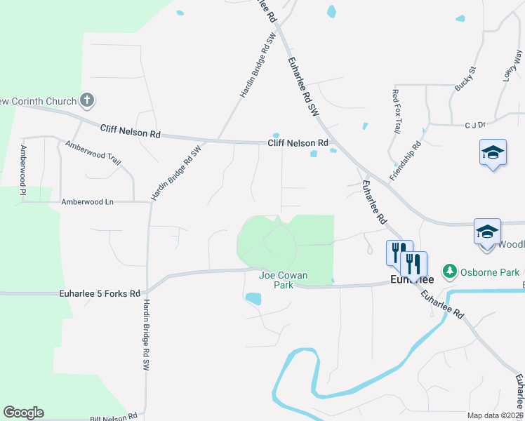 map of restaurants, bars, coffee shops, grocery stores, and more near 31 Misty Ridge Drive in Euharlee