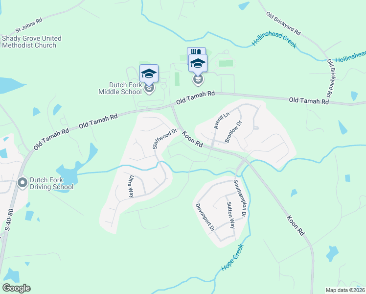 map of restaurants, bars, coffee shops, grocery stores, and more near 103 Staffwood Drive in Irmo