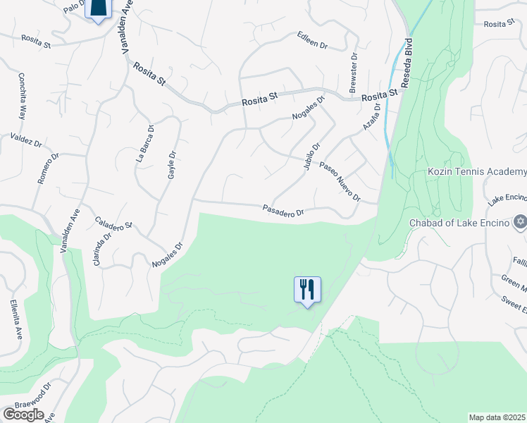 map of restaurants, bars, coffee shops, grocery stores, and more near 4231 Jubilo Drive in Los Angeles