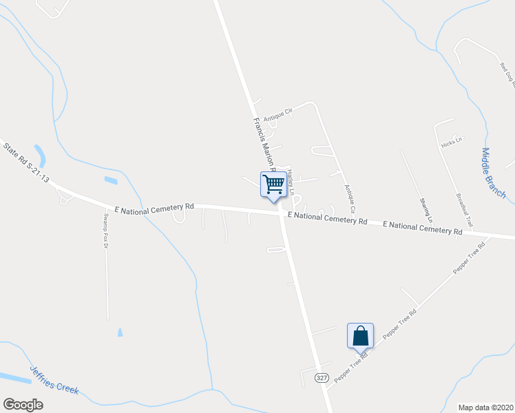 map of restaurants, bars, coffee shops, grocery stores, and more near 2433 Francis Marion Road in Florence