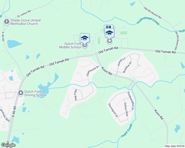 map of restaurants, bars, coffee shops, grocery stores, and more near 108 Staffwood Drive in Irmo