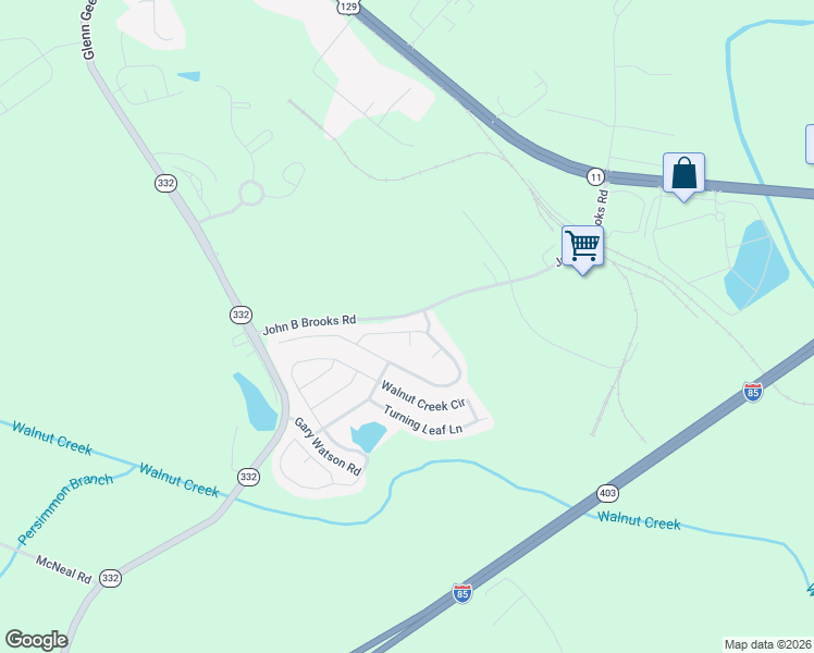 map of restaurants, bars, coffee shops, grocery stores, and more near 330 Merigold Way in Pendergrass