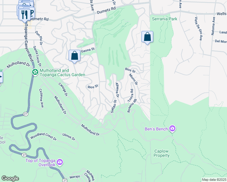 map of restaurants, bars, coffee shops, grocery stores, and more near 4324 Saltillo Street in Los Angeles