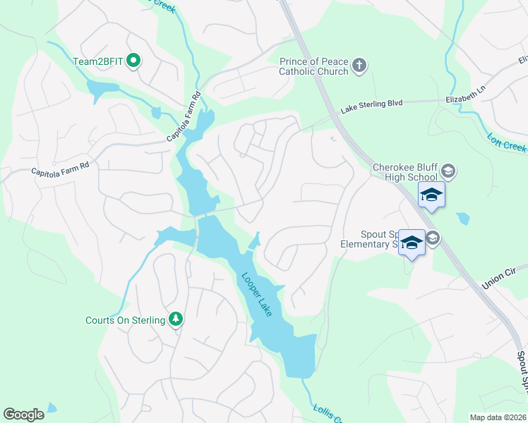 map of restaurants, bars, coffee shops, grocery stores, and more near 7004 Lake Sterling Boulevard in Flowery Branch