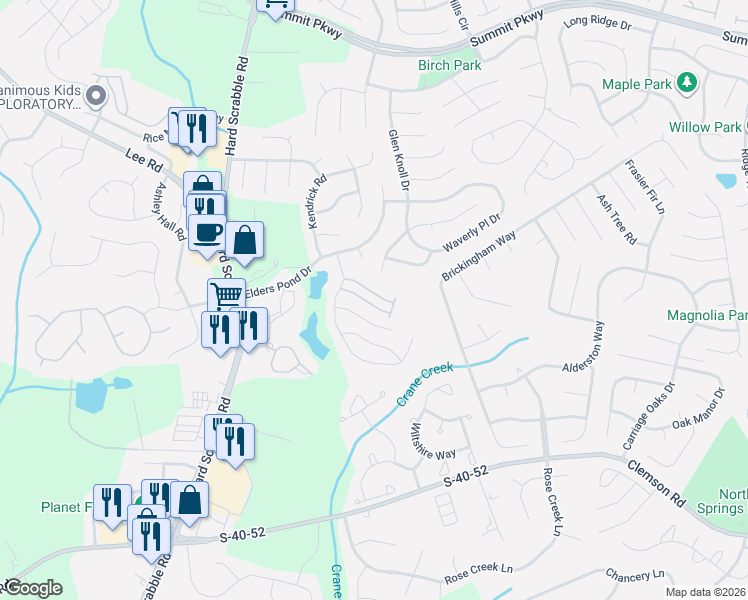 map of restaurants, bars, coffee shops, grocery stores, and more near 111 Elders Pond Circle in Columbia