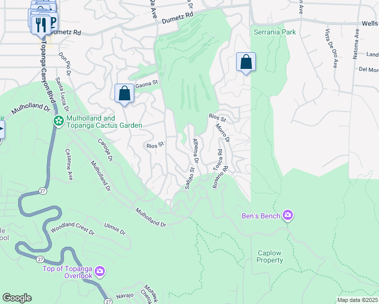 map of restaurants, bars, coffee shops, grocery stores, and more near 4320 Alhama Drive in Los Angeles