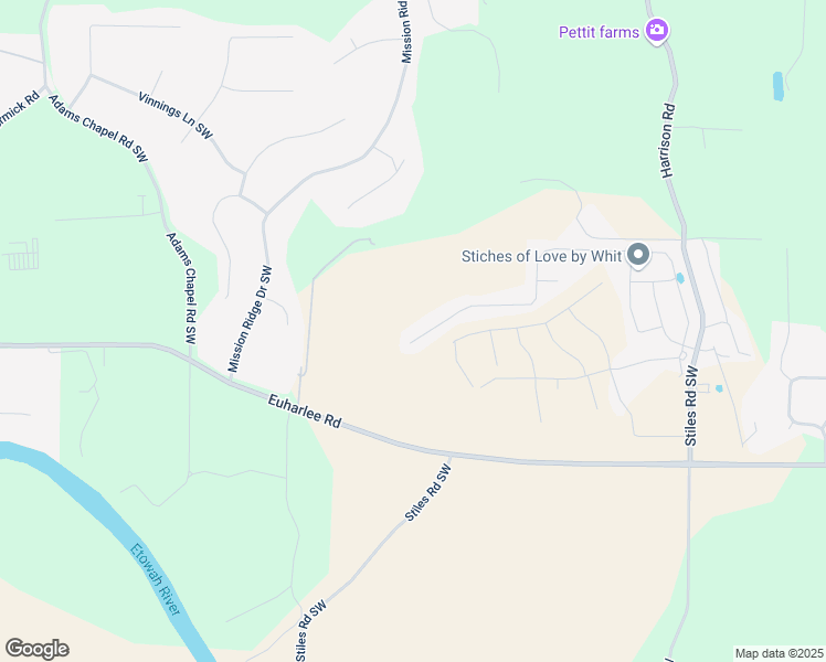 map of restaurants, bars, coffee shops, grocery stores, and more near 232 Malbone Street Southwest in Cartersville