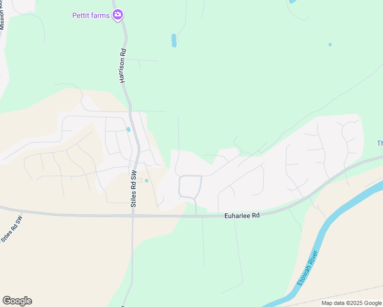 map of restaurants, bars, coffee shops, grocery stores, and more near 17 Landers Drive Southwest in Cartersville