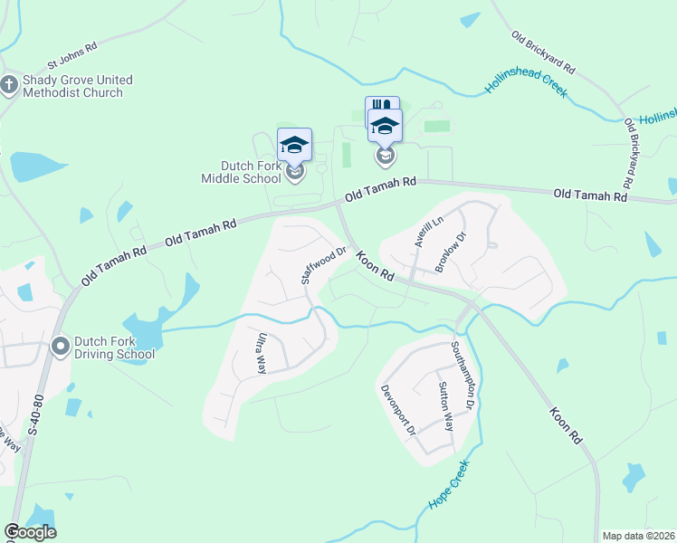 map of restaurants, bars, coffee shops, grocery stores, and more near 103 Staffwood Drive in Irmo