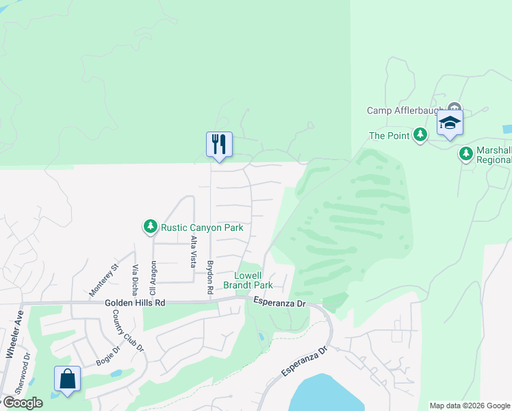 map of restaurants, bars, coffee shops, grocery stores, and more near 2518 Lunes in La Verne