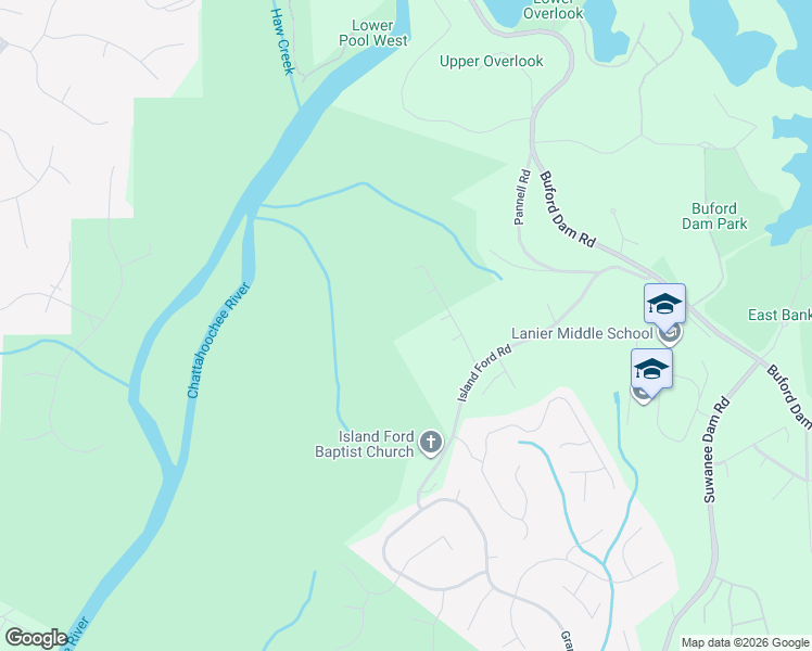 map of restaurants, bars, coffee shops, grocery stores, and more near 928 Island Ford Road in Buford