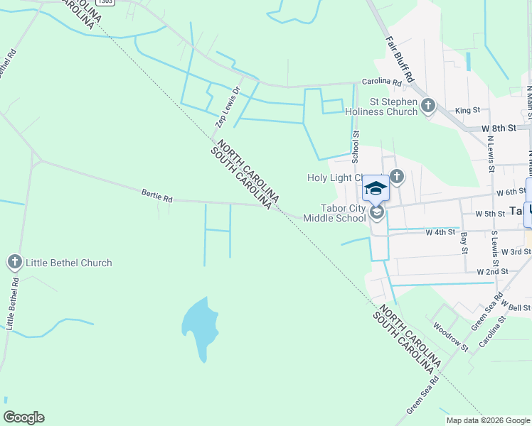 map of restaurants, bars, coffee shops, grocery stores, and more near 3159 Bertie Road in Green Sea