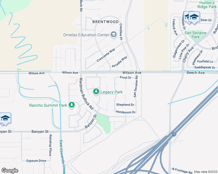 map of restaurants, bars, coffee shops, grocery stores, and more near 5803 Green Pine Court in Rancho Cucamonga