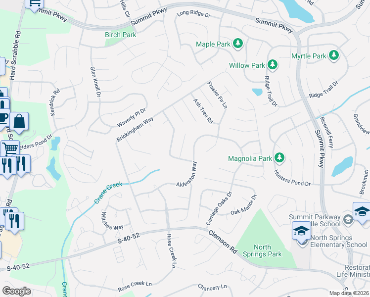 map of restaurants, bars, coffee shops, grocery stores, and more near 10 Melrose Court in Columbia