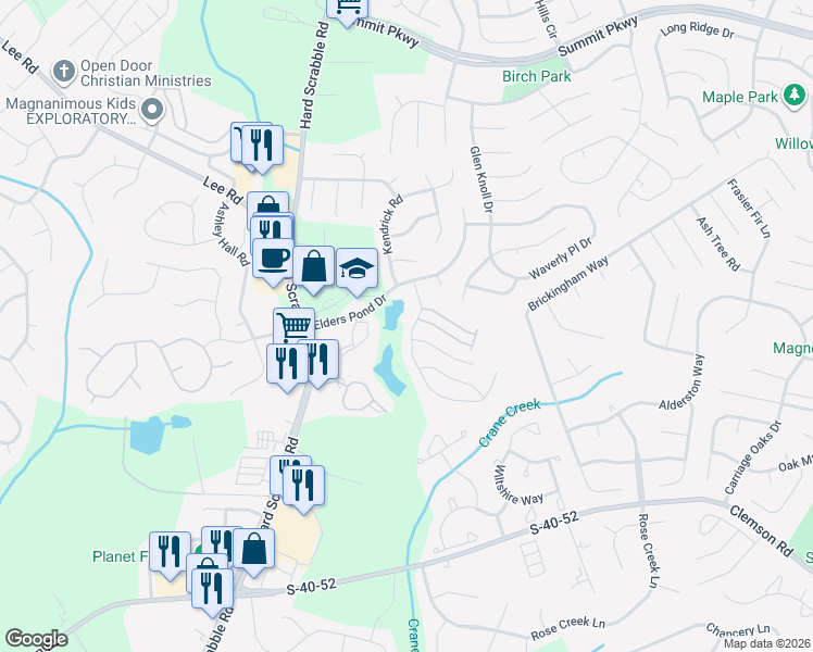 map of restaurants, bars, coffee shops, grocery stores, and more near 120 Elders Pond Circle in Columbia