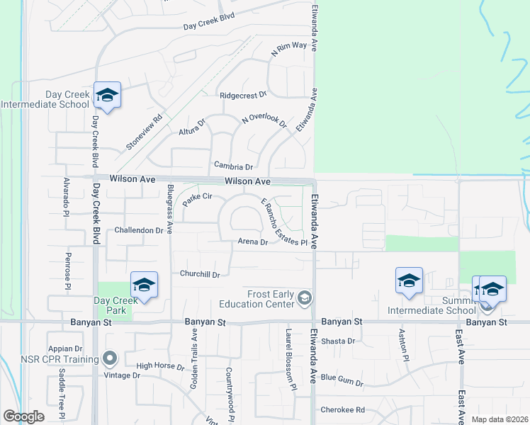 map of restaurants, bars, coffee shops, grocery stores, and more near 12749 East Rancho Estates Place in Rancho Cucamonga