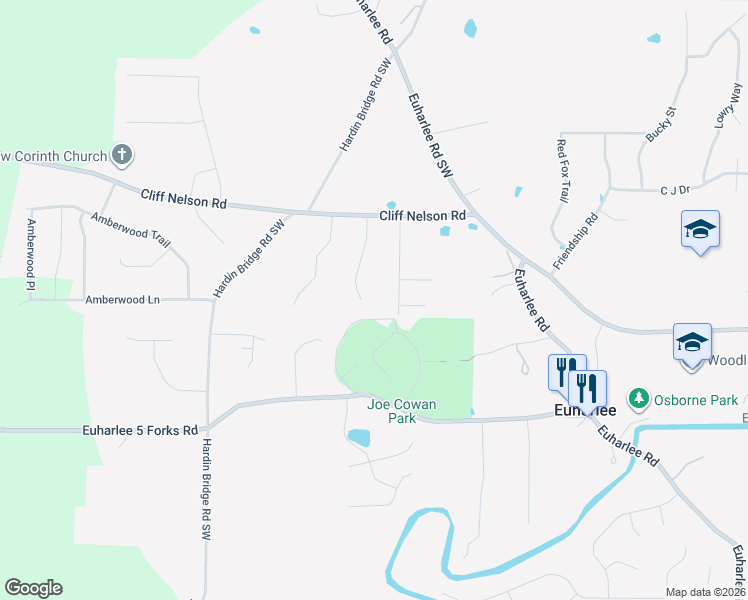 map of restaurants, bars, coffee shops, grocery stores, and more near 31 Misty Ridge Dr in Euharlee
