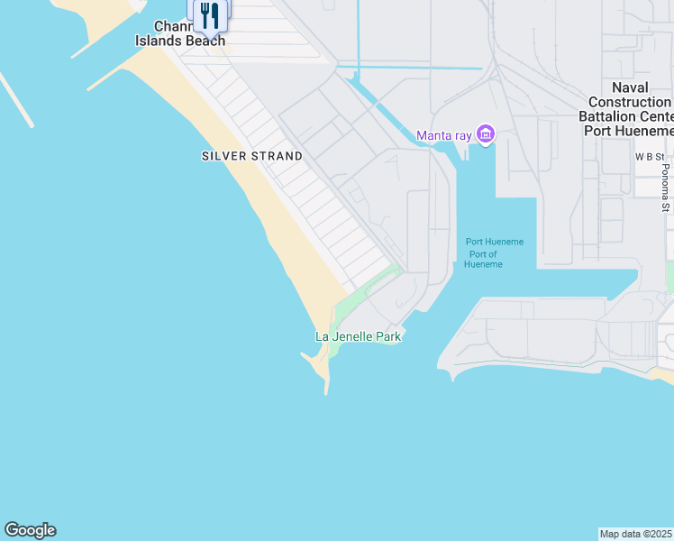 map of restaurants, bars, coffee shops, grocery stores, and more near 305 Ocean Drive in Oxnard