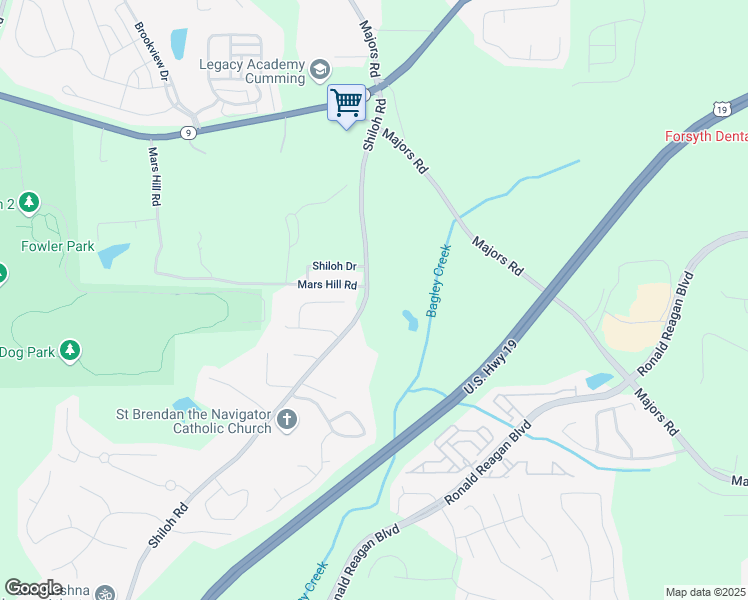 map of restaurants, bars, coffee shops, grocery stores, and more near 4403 Shiloh Road in Cumming