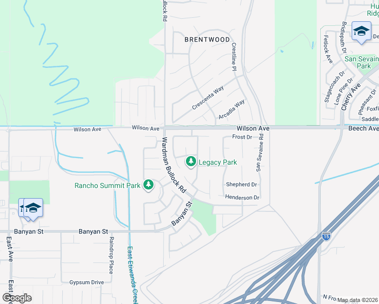 map of restaurants, bars, coffee shops, grocery stores, and more near 5781 Santa Fe Court in Rancho Cucamonga