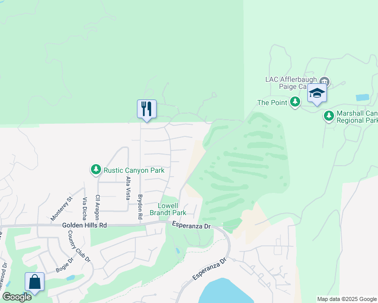 map of restaurants, bars, coffee shops, grocery stores, and more near 2564 Lunes in La Verne