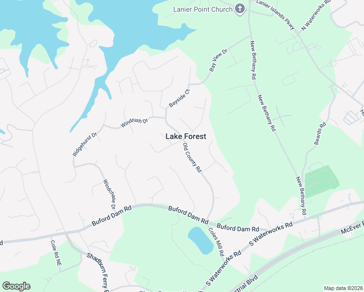 map of restaurants, bars, coffee shops, grocery stores, and more near 5786 Waterfall Way in Buford