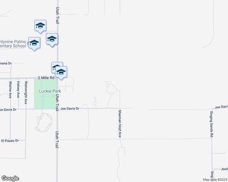 map of restaurants, bars, coffee shops, grocery stores, and more near 74744 Joe Davis Drive in Twentynine Palms
