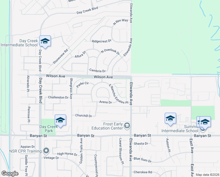 map of restaurants, bars, coffee shops, grocery stores, and more near 12749 East Rancho Estates Place in Rancho Cucamonga