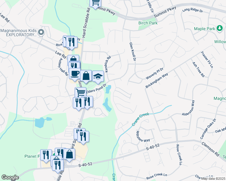 map of restaurants, bars, coffee shops, grocery stores, and more near 120 Elders Pond Circle in Columbia