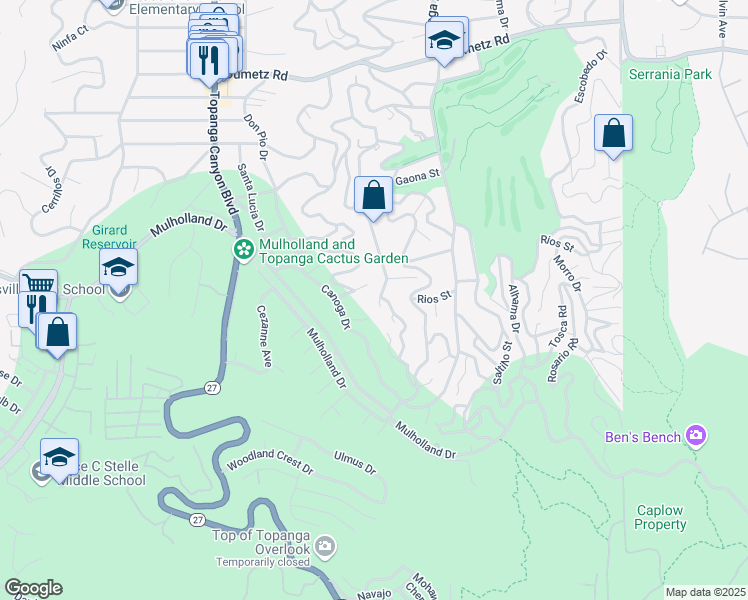 map of restaurants, bars, coffee shops, grocery stores, and more near 4389 San Blas Avenue in Los Angeles