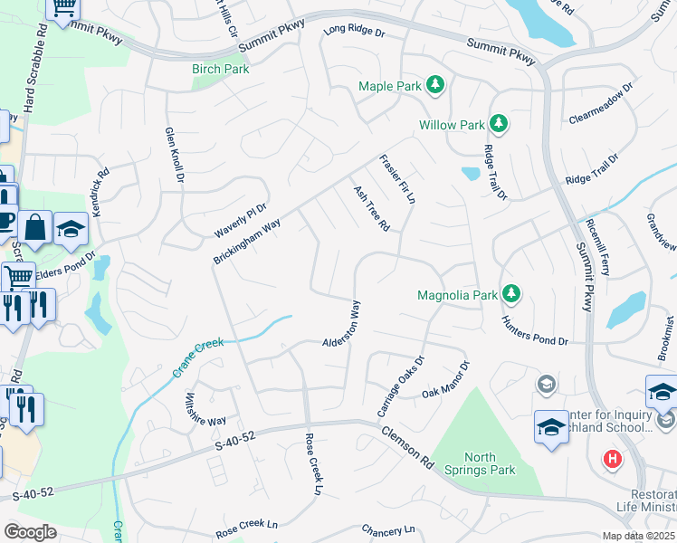 map of restaurants, bars, coffee shops, grocery stores, and more near 10 Melrose Court in Columbia