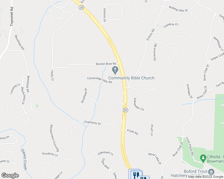 map of restaurants, bars, coffee shops, grocery stores, and more near 2530 Marsha Circle in Cumming