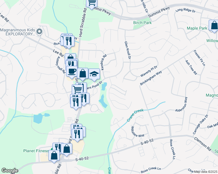 map of restaurants, bars, coffee shops, grocery stores, and more near 118 Elders Pond Circle in Columbia