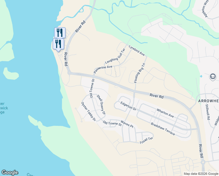 map of restaurants, bars, coffee shops, grocery stores, and more near 4118 Watercraft Ferry Avenue in Wilmington