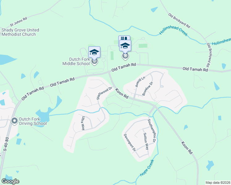 map of restaurants, bars, coffee shops, grocery stores, and more near 103 Staffwood Drive in Irmo