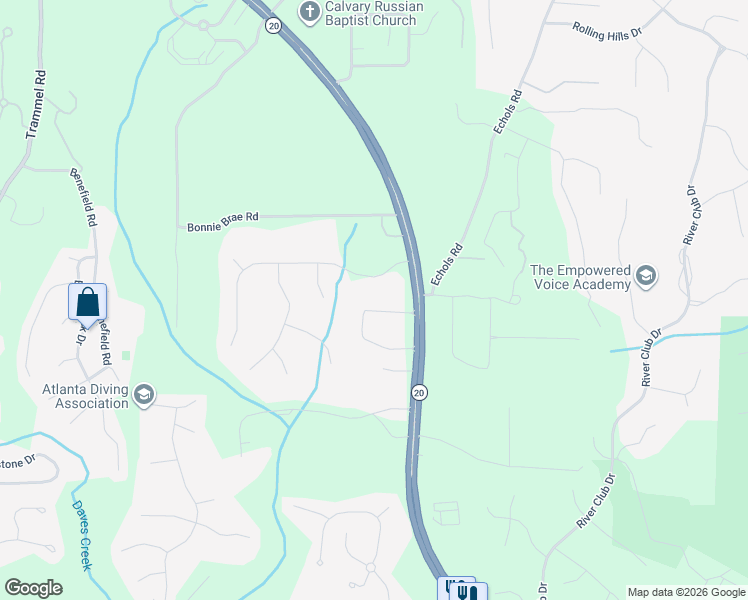 map of restaurants, bars, coffee shops, grocery stores, and more near 2530 Marsha Circle in Cumming