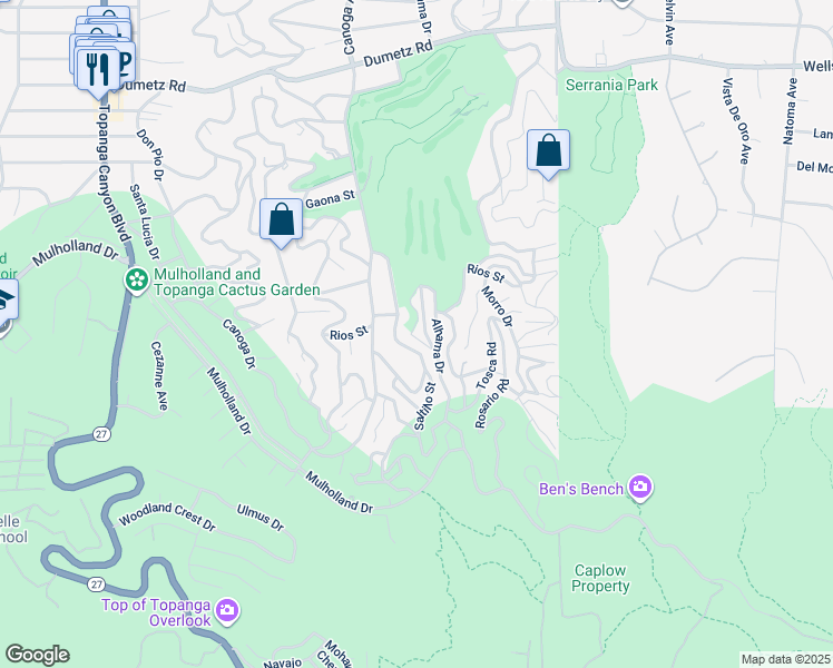 map of restaurants, bars, coffee shops, grocery stores, and more near in Los Angeles County