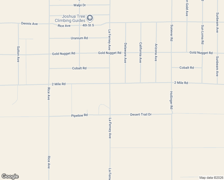 map of restaurants, bars, coffee shops, grocery stores, and more near 5737 Laferney Avenue in Joshua Tree
