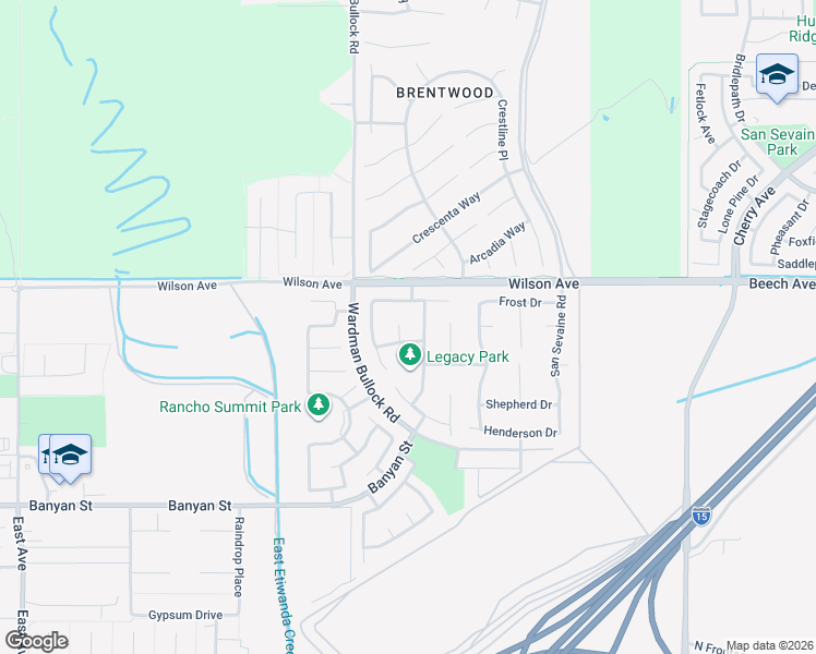 map of restaurants, bars, coffee shops, grocery stores, and more near 5781 Santa Fe Court in Rancho Cucamonga