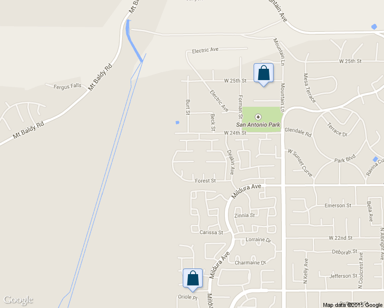 map of restaurants, bars, coffee shops, grocery stores, and more near 1488 Grandview Street in Upland