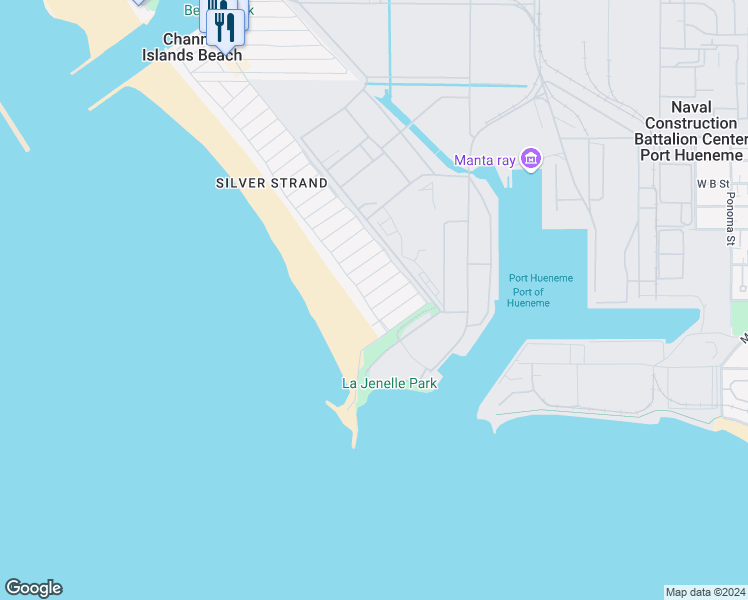 map of restaurants, bars, coffee shops, grocery stores, and more near 316 Ocean Drive in Oxnard