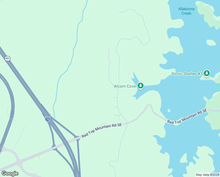 map of restaurants, bars, coffee shops, grocery stores, and more near 15 Sunset Ridge in Cartersville